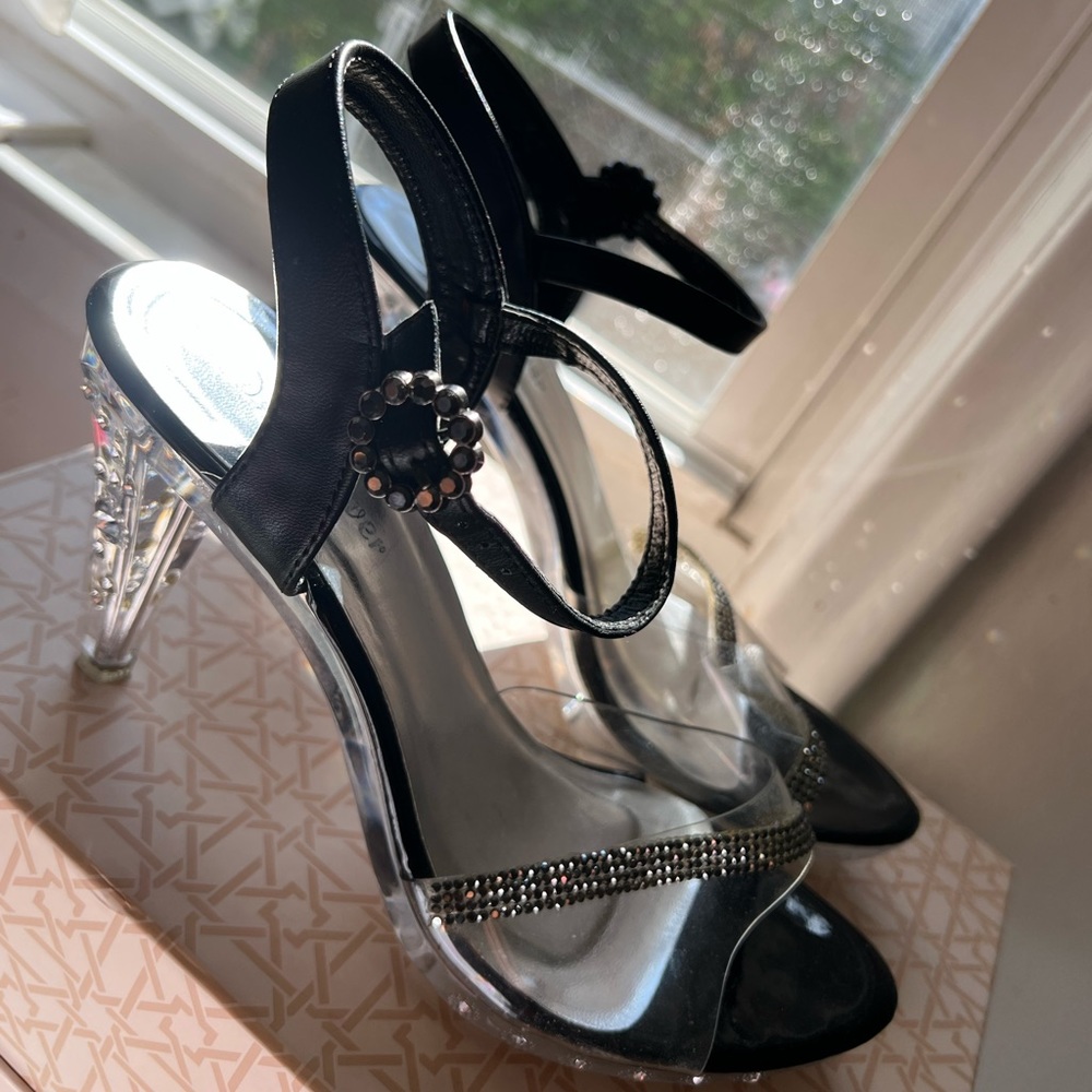 Clear with rhinestones 4 inch heels